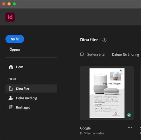 Öppna indesign filer